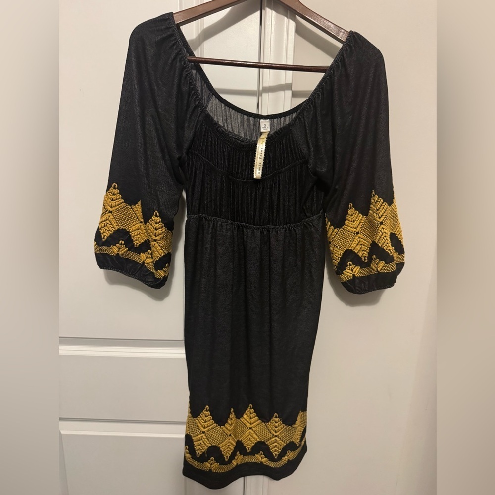 Uncle Frank Dress with Gold embroidered Accents